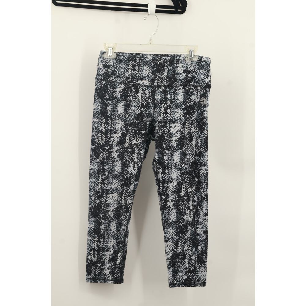 RBX Womens High Waist Crop Leggings Snake Print Straight Leg Size M Black/White